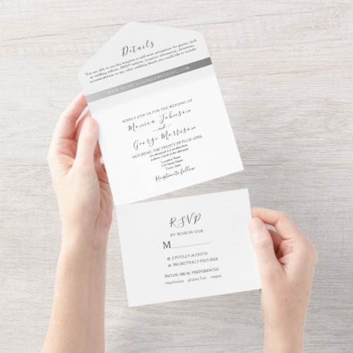 Simple Modern Wedding All In One Invitation