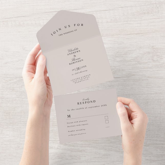 Simple, modern, wedding all in one invitation (Tearaway)