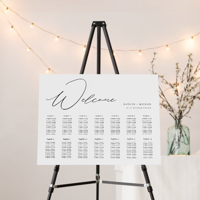Simple Modern Wedding Alphabetical Seating Chart Foam Board (In Situ (Stand))