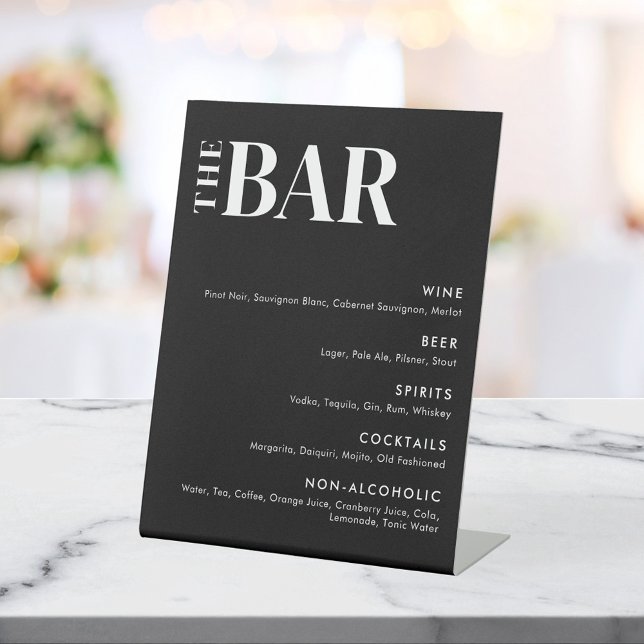 Simple Modern Wedding Bar Menu Pedestal Sign (Creator Uploaded)