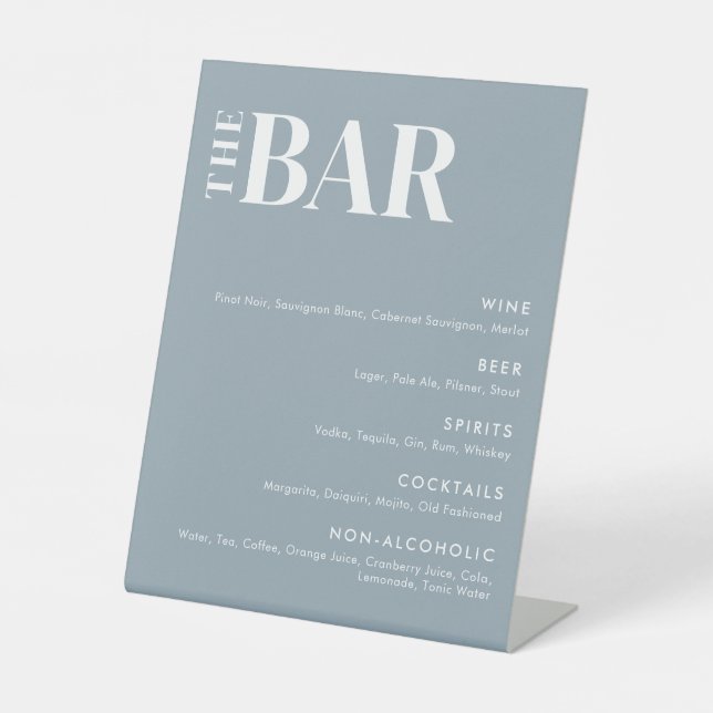 Simple Modern Wedding Bar Menu Pedestal Sign (Front)
