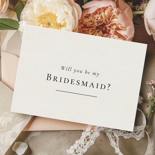 Simple Modern Wedding Bridesmaid Proposal Card