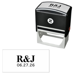 Simple Modern Wedding Couple Monogram Self-inking Stamp