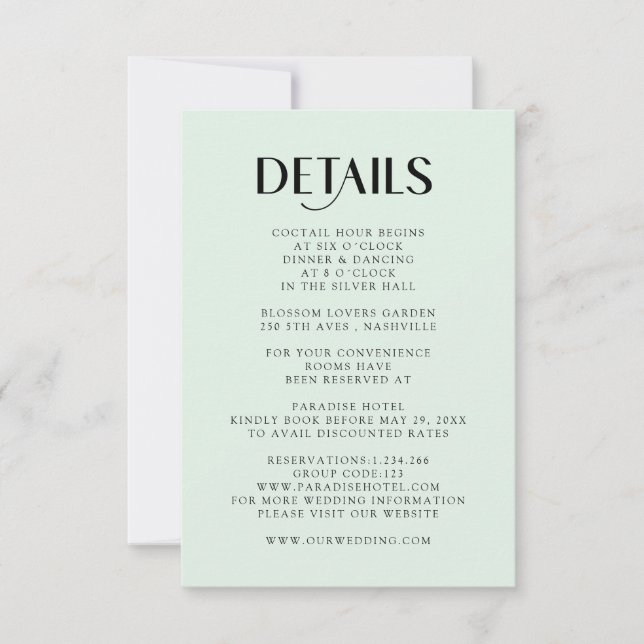 Simple Modern Wedding Detail RSVP Card (Front)