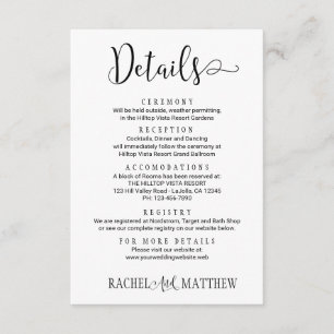 Simple&Modern. Wedding Details Enclosure Card