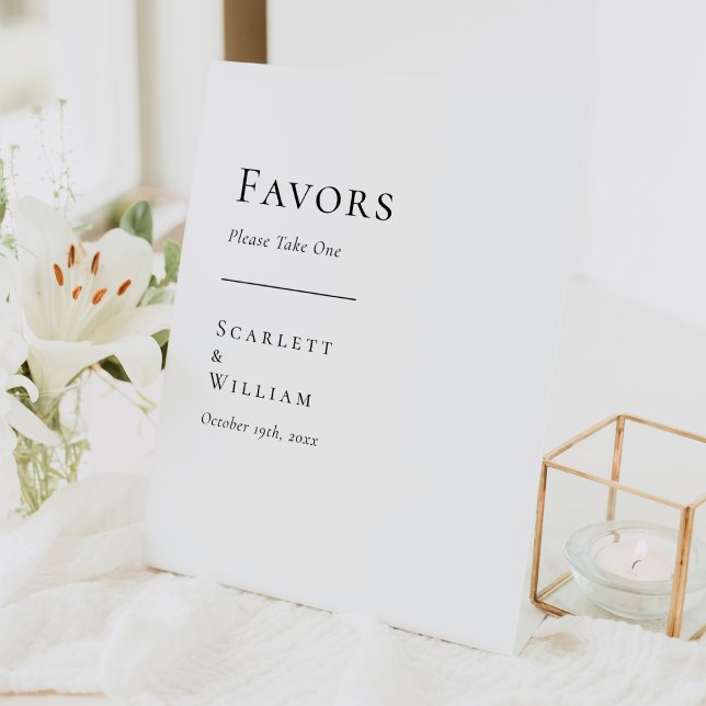 Simple Modern Wedding Favors Pedestal Sign (Creator Uploaded)