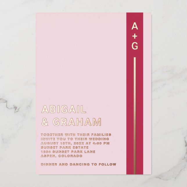 Simple Modern Wedding Foil Invitation (Front)