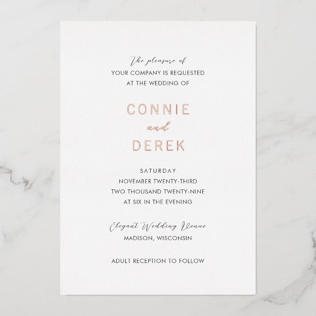Simple Modern Wedding Foil Invitation (Front)