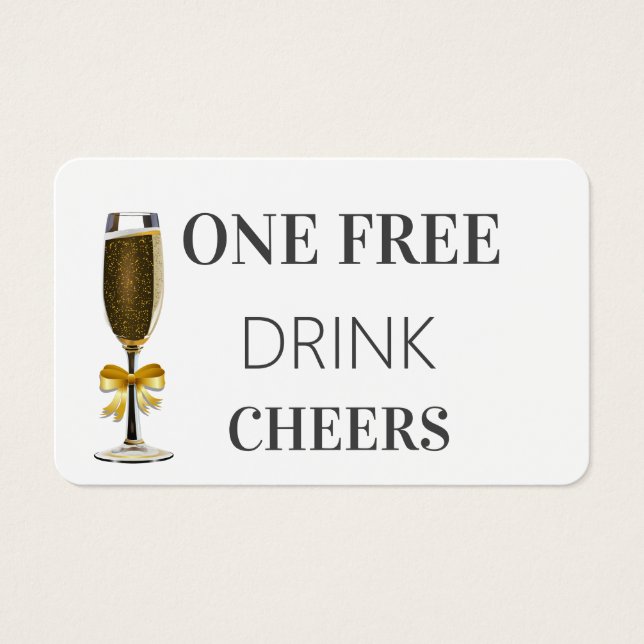 Simple Modern Wedding Free Drink Ticket Voucher  (Front)