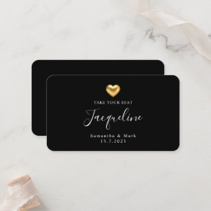Simple Modern Wedding Gold Heart Flat Place Card
