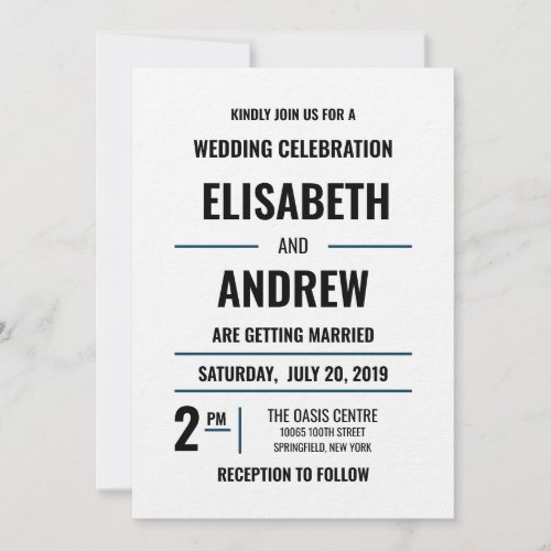 Simple Modern Wedding Invitation