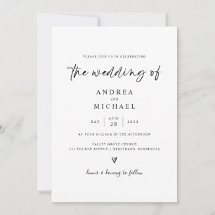 Simple Modern Wedding Invitation Hand Drawn Heart