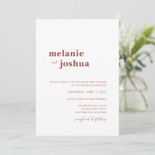 Simple Modern Wedding Invitation   Terracotta