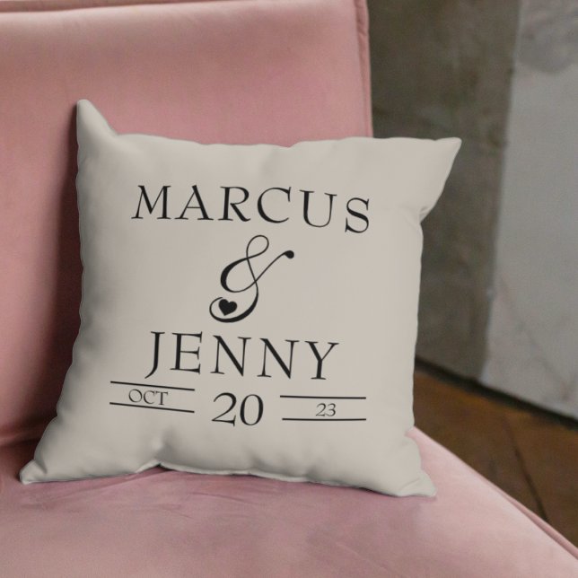 Simple Modern Wedding Keepsake Newlywed Couple Throw Pillow (Creator Uploaded)