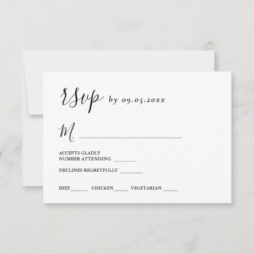 Simple Modern Wedding Meal Choices RSVP Card