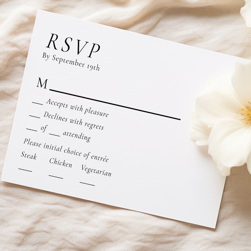 Simple Modern Wedding Menu RSVP Response Card