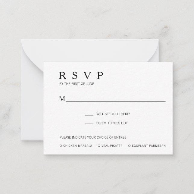 Simple Modern Wedding Mini RSVP Card (Front)