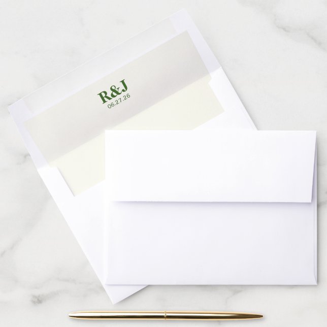 Simple Modern Wedding Monogram Envelope Liner (Desk)