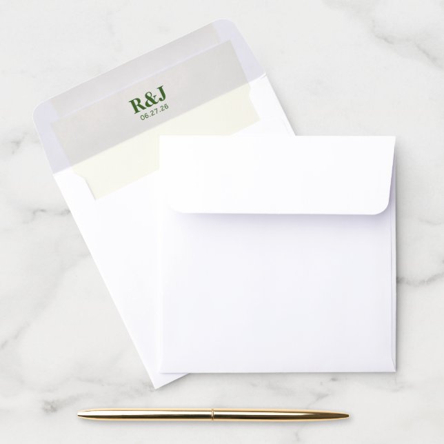 Simple Modern Wedding Monogram Envelope Liner (Desk)