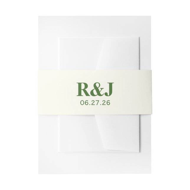 Simple Modern Wedding Monogram Invitation Belly Band (Front Example)