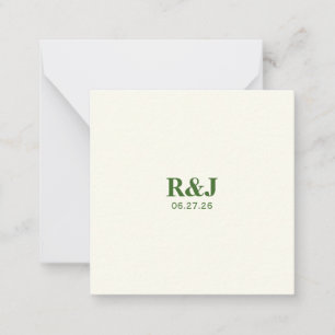 Simple Modern Wedding Monogram Note Card