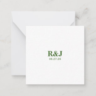 Simple Modern Wedding Monogram Note Card