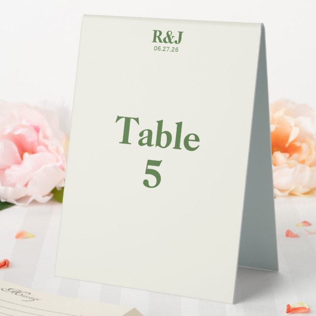 Simple Modern Wedding Monogram Table Number Card Tent (In SItu (Wedding))