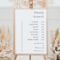 Simple Modern Wedding Order Of Events Sign