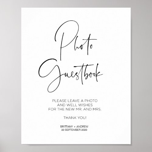 Simple Modern Wedding Photo Guest Book Sign