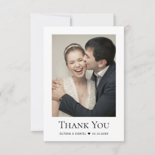 Simple Modern Wedding Photo Heart small Thank You Card