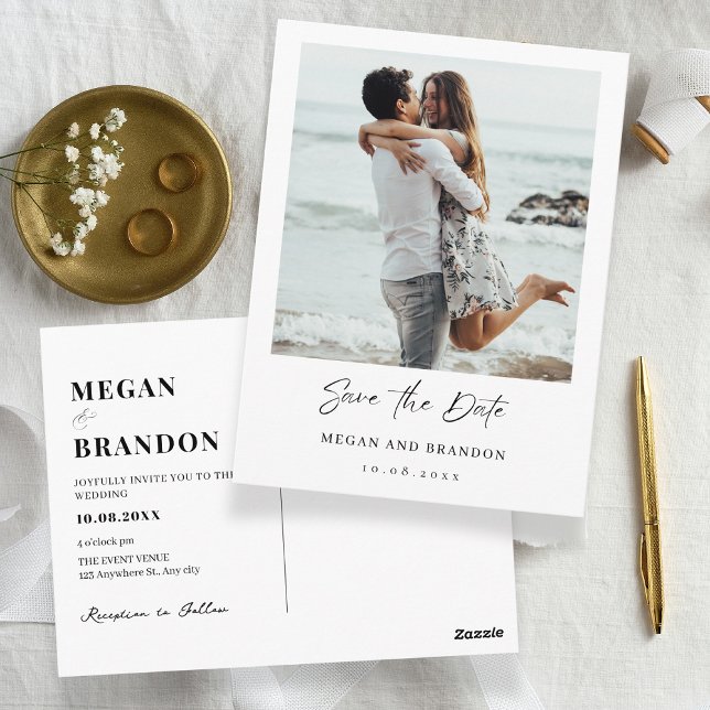 Simple modern wedding photo  postcard (Creator Uploaded)