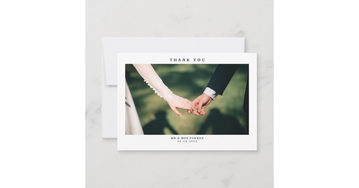 Simple Modern wedding photo Thank You Card | Zazzle