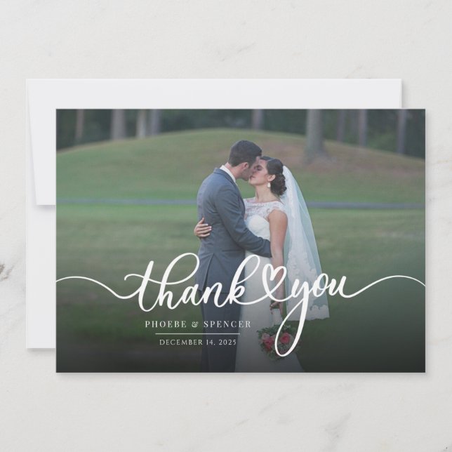 Simple Modern Wedding Photo Thank You Card (Front)