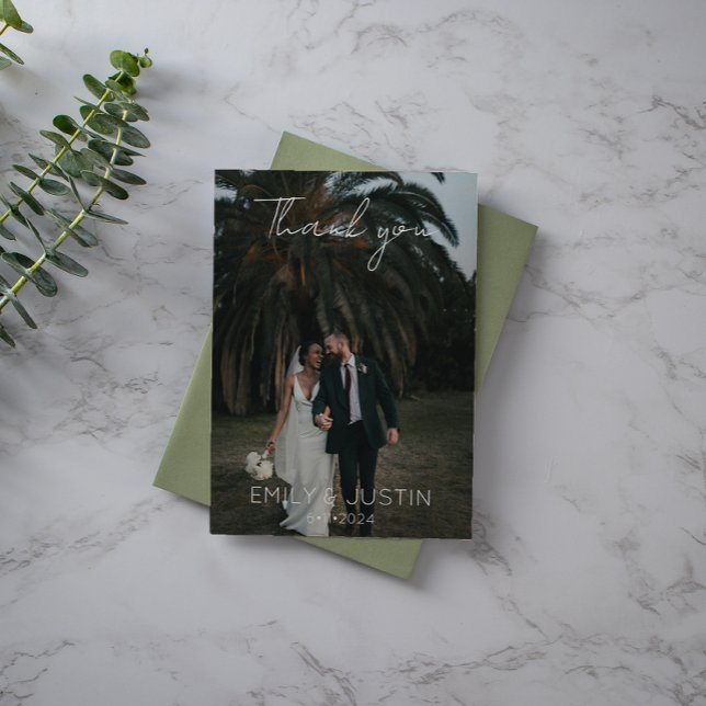 Simple Modern Wedding Photo Thank You Card (Creator Uploaded)