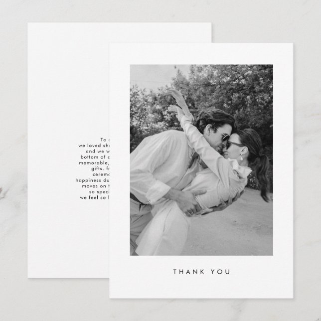 Simple Modern Wedding Photo Thank You Card (Front/Back)