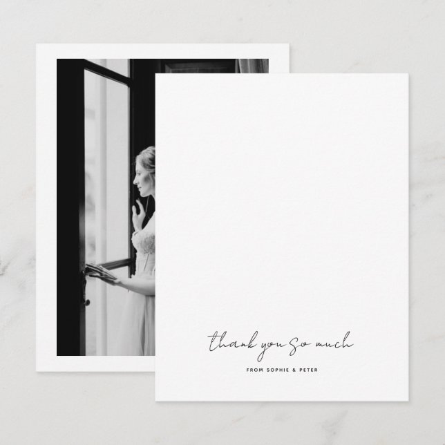 Simple Modern Wedding photo Thank you  Note Card (Front/Back)