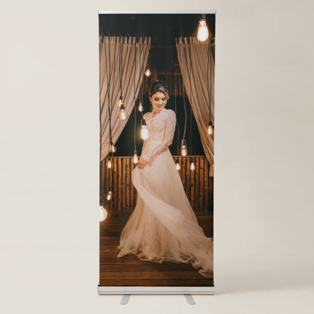 Simple Modern Wedding Photography Vertical  Retractable Banner (Front)