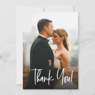 Simple Modern Wedding photos Handlettering Script  Thank You Card