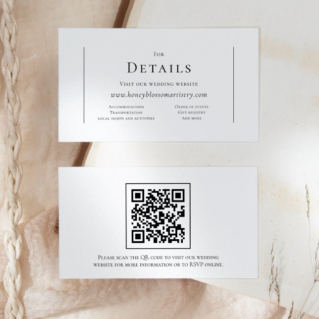 Simple Modern Wedding QR Code Website Details Enclosure Card (Creator Uploaded)