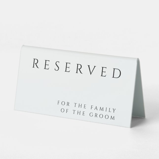 Simple & Modern Wedding Reserved Table Tent (Front)