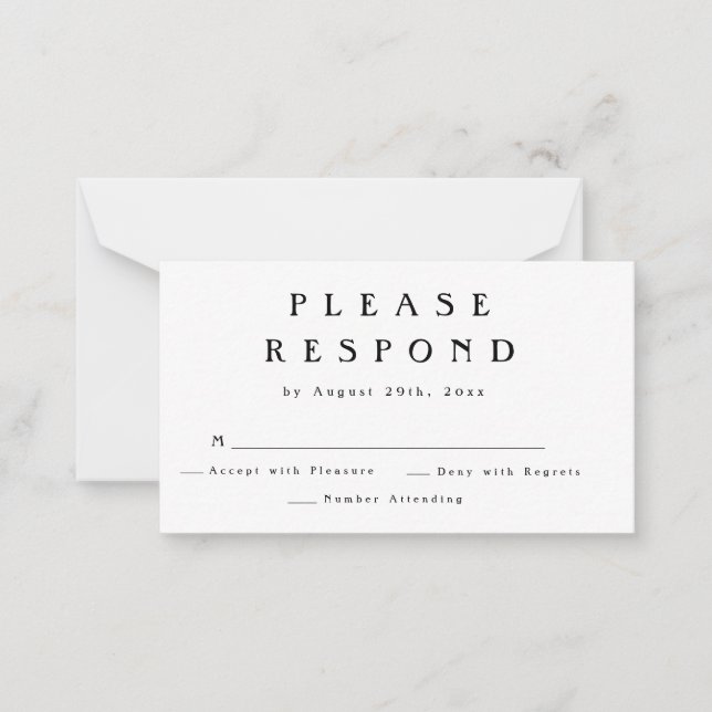 Simple Modern Wedding Response RSVP Card (Front)