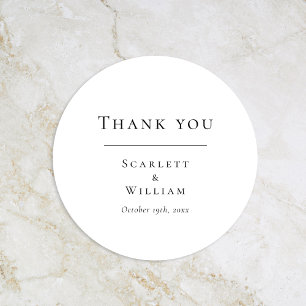 Simple Modern Wedding Round Thank You Sticker