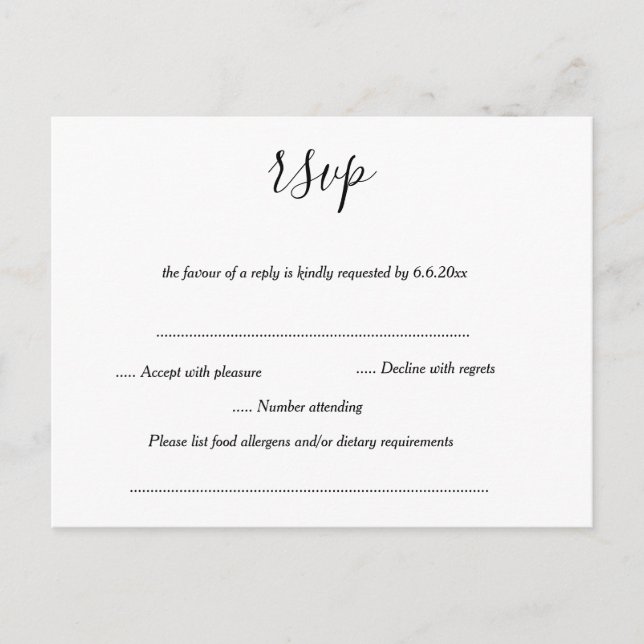 Simple Modern Wedding RSVP Card (Front)