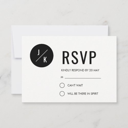 Simple modern wedding RSVP card _ black circle