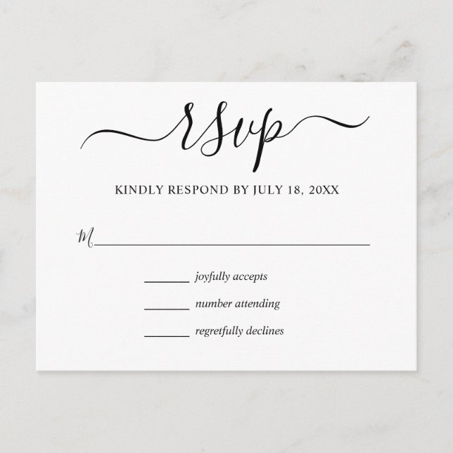 Simple Modern Wedding RSVP Invitation Postcard (Front)
