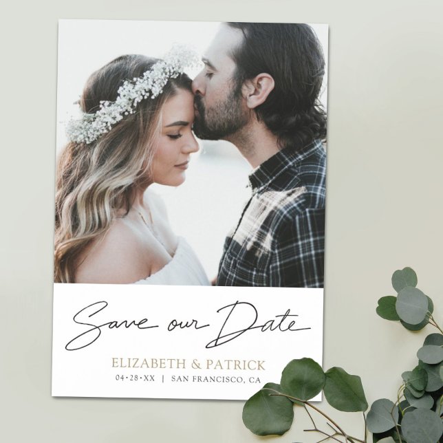 Simple Modern Wedding Save the Date Photo Magnet (Creator Uploaded)