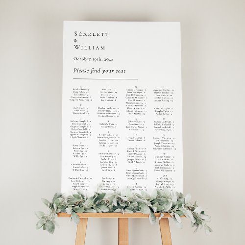 Simple Modern Wedding Seating Chart Sign