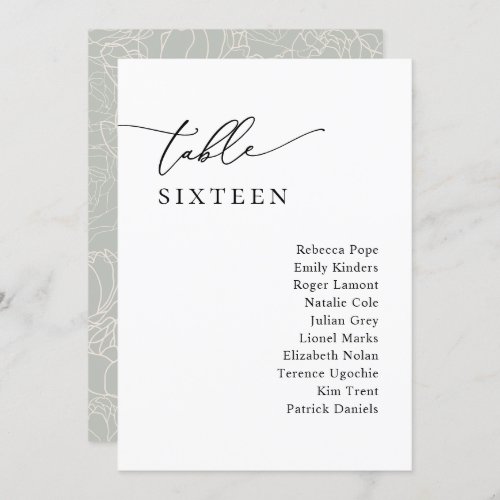 Simple Modern Wedding Seating Chart Table Cards