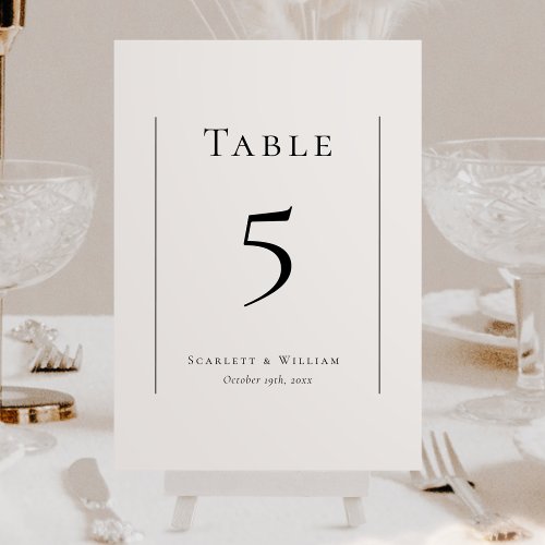 Simple Modern Wedding Table Number Card