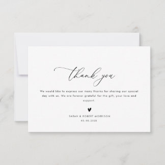 simple modern wedding thank you card